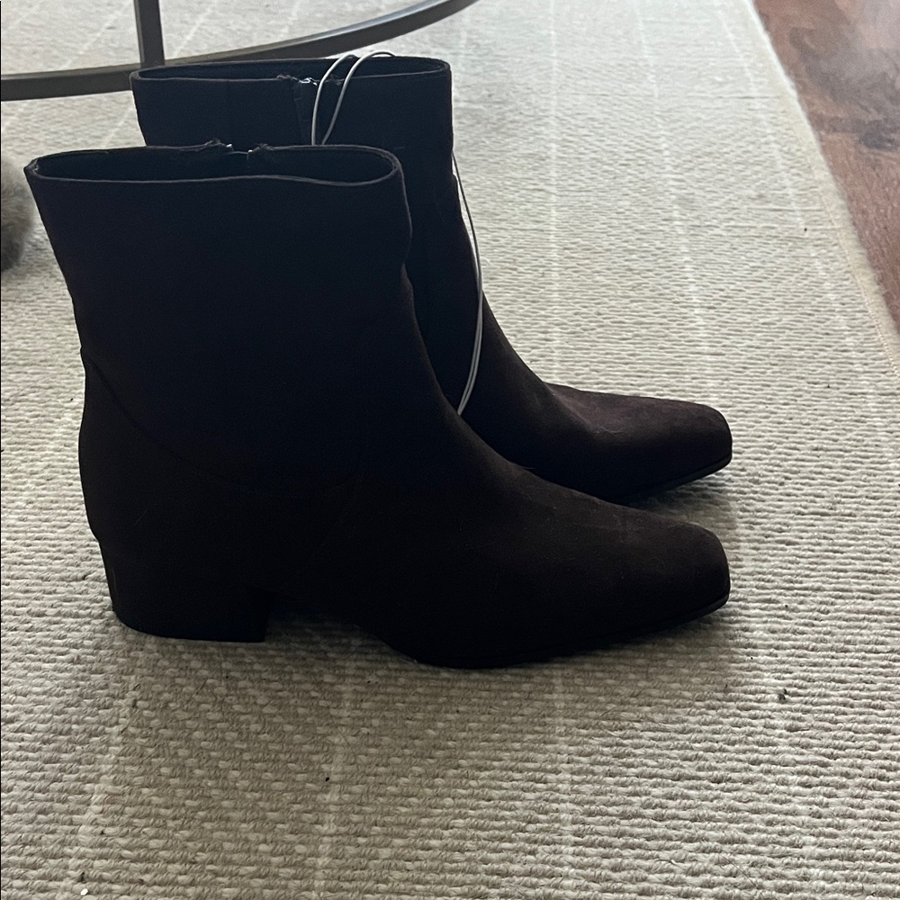 Chocolate Brown Faux Suede Ankle Boots